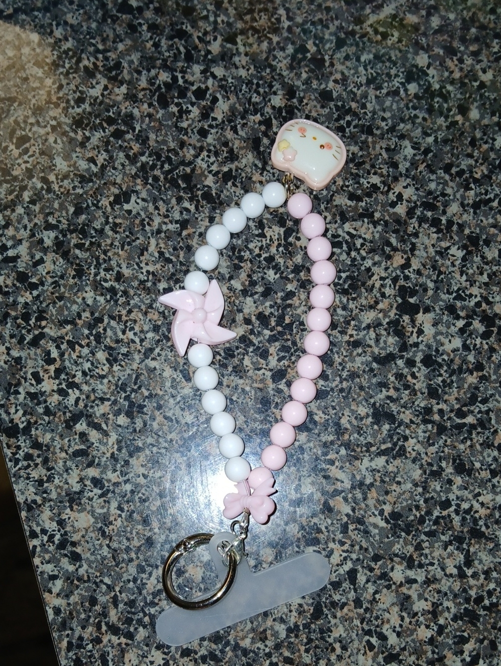 #hellokitty  Pink & White Beaded Cat #CharmKeychain